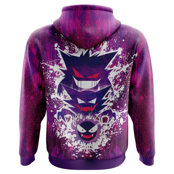 Trippy Ghostly Evolution Ghastly Haunter Gengar Pokemon Hoodie - Image 3