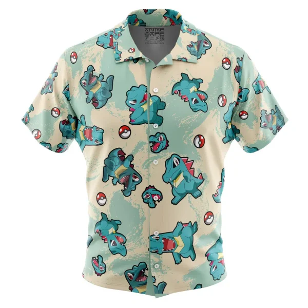 Totodile Pokemon Button Up Hawaiian Shirt