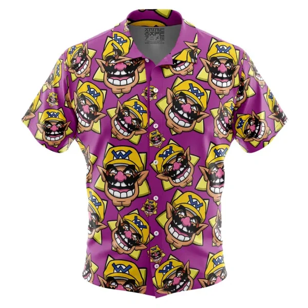 Wario Mario Bros Button Up Hawaiian Shirt