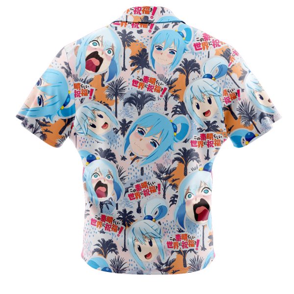 Funny Face Aqua Konosuba Button Up Hawaiian Shirt - Image 2