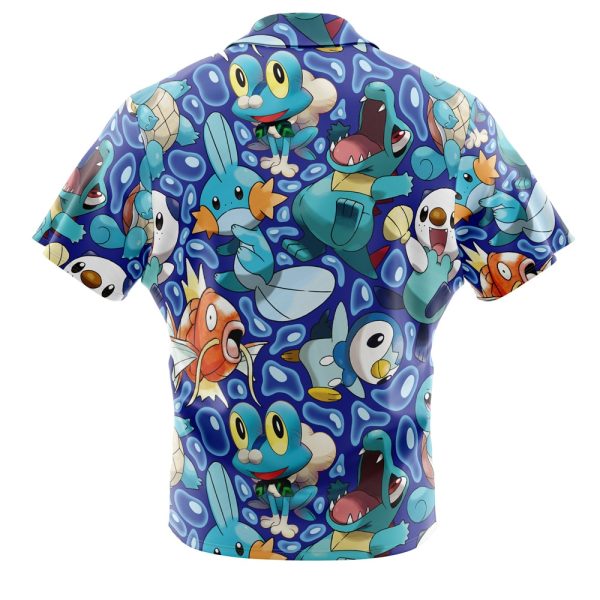 Water Type Starters Pokemon Button Up Hawaiian Shirt - Image 2