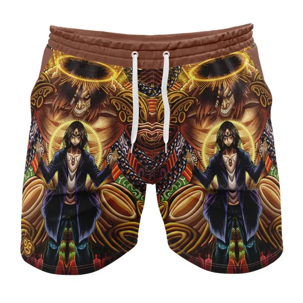 Trippy Eren Yeager Timeskip Attack on Titan Gym Shorts Beach Shorts