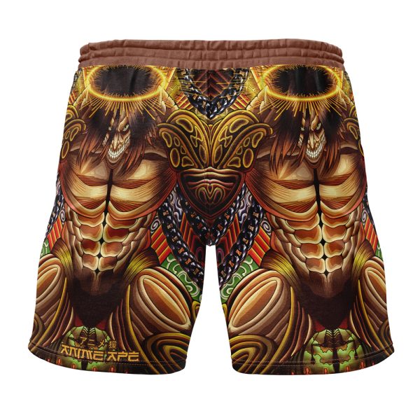 Trippy Eren Yeager Timeskip Attack on Titan Gym Shorts Beach Shorts - Image 2