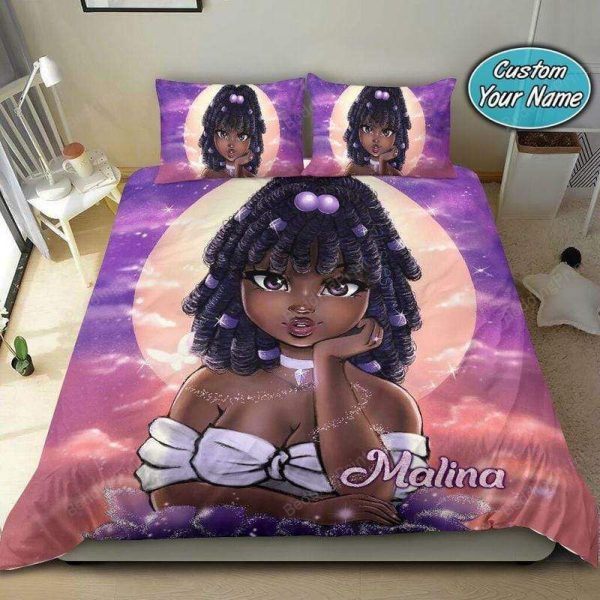Cutest Black Girl So Cool Custom With Name Bedroom Bedding Ensemble Duvet Cover Set Home Decor