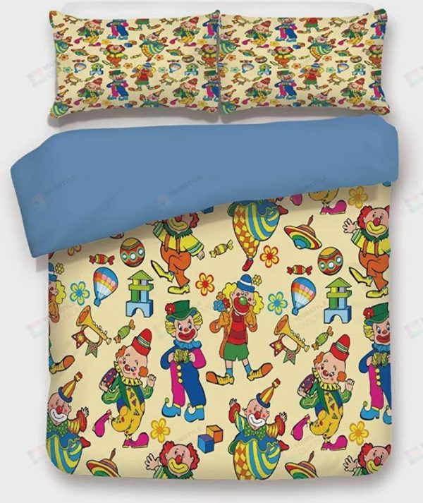 Circus Carnival Artful Festive Pattern Dancing Characters Toys Clowns Entertainment Bedding Ensemble Duvet Cover Set Bedroom Decor