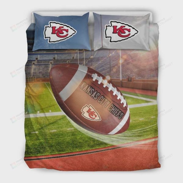 Fight In Sunshine And Raining Kansas City Chiefs Bedding Ensemble Duvet Cover Set Bedroom Decor