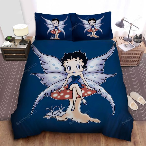 Fairy Betty Boop Sitting On Mushroom Bedroom Bedding Ensemble Duvet Cover Set Home Decor