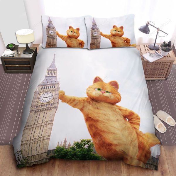 Giant Garfield And Big Ben Bedroom Bedding Ensemble Duvet Cover Set Home Decor