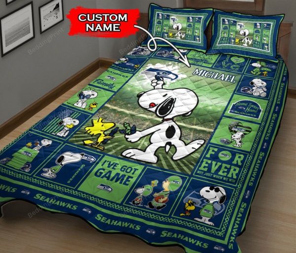 Custom Name Seattle Seahawks Bedding Ensemble Duvet Cover Set Bedroom Decor Ver 2