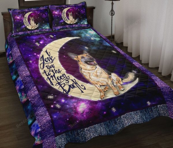German Shepherd I Love You To The Moon And Back Bedding Ensemble Duvet Cover Set Bedroom Decor