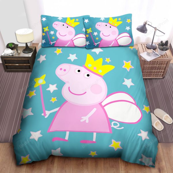 Fairy Princess Peppa Pig Among The Stars Bedding Ensemble Duvet Cover Set Bedroom Decor