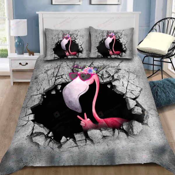 Flamingo From The Broken Wall Bedroom Bedding Ensemble Duvet Cover Set Home Decor