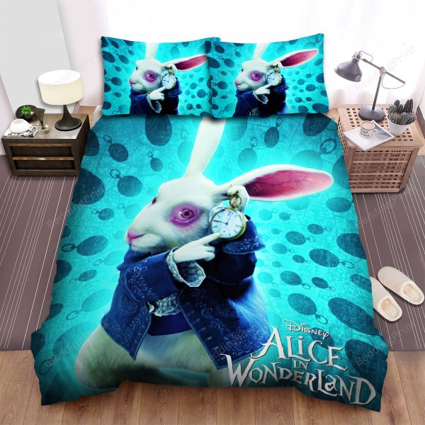 Alice In Wonderland (i) (2010) The White Rabbit Movie Poster Bedding Ensemble Duvet Cover Set Bedroom Decor