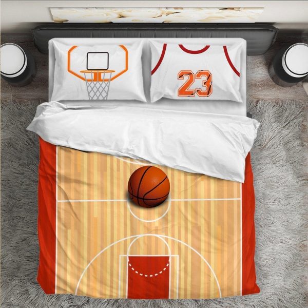 Basketball Wood Court Bedding Ensemble Duvet Cover Set Bedroom Decor