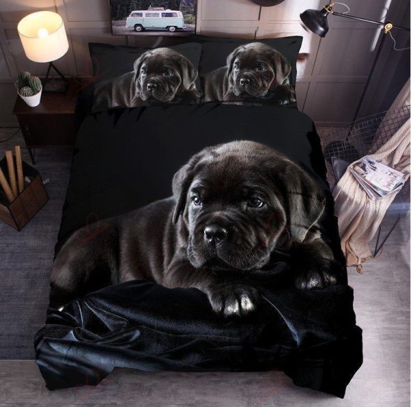 Black Labrador Puppy Home Collection Bedding Set Bedroom Decor