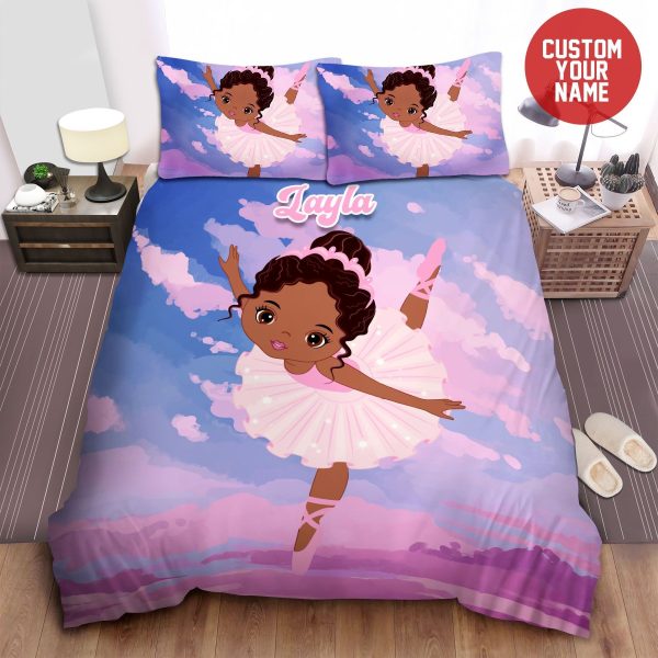 Black Ballerina Black Baby Girl Custom Name Bedroom Bedding Ensemble Duvet Cover Set Home Decor