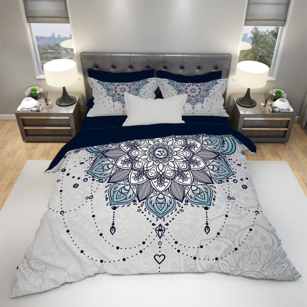 Blue And Gray Mandala Home Collection Bedding Set Bedroom Decor