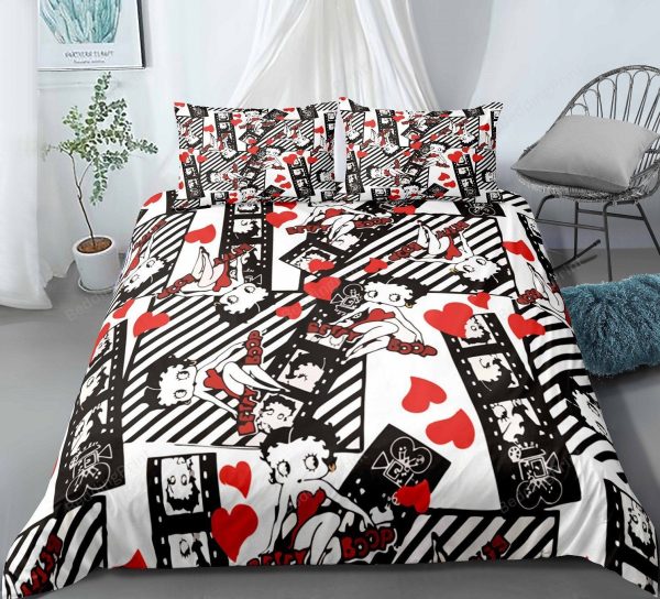 Betty Boop Pattern Bedding Ensemble Duvet Cover Set Bedroom Decor