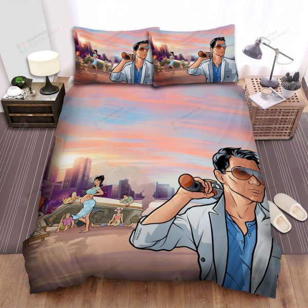 Archer Characters On The Beach Bedding Ensemble Duvet Cover Set Bedroom Decor