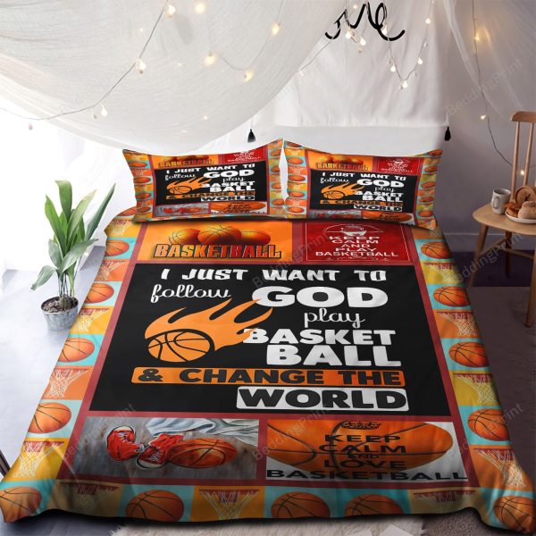 Basketball Keep Calm And Play Basketball Bedroom Bedding Ensemble Duvet Cover Set Home Decor
