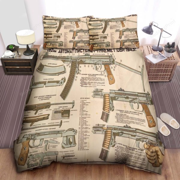 Army Anatomy Of The 7 - 62mm Abtomat Bedding Ensemble Duvet Cover Set Bedroom Decor