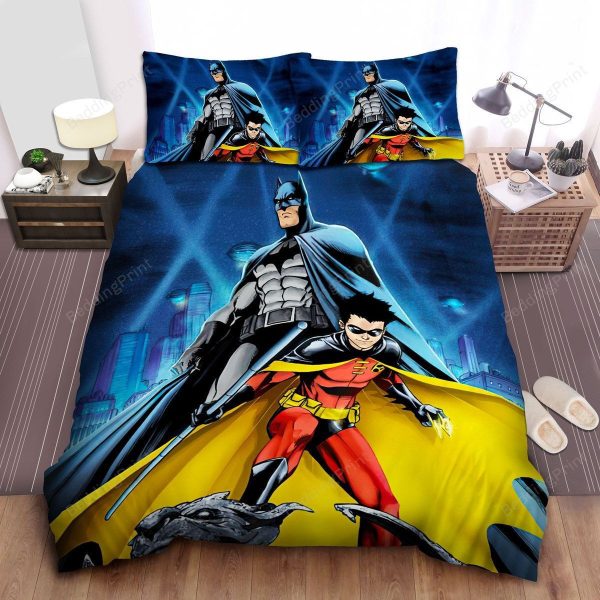 Batman Vs Robin In Comic Art Style Bedroom Bedding Ensemble Duvet Cover Set Home Decor