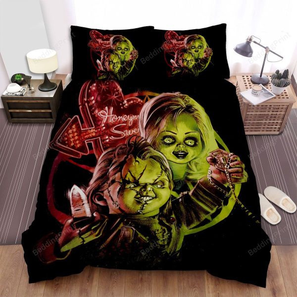 Bride Of Chucky (1998) Movie Poster Fanart Bedding Ensemble Duvet Cover Set Bedroom Decor