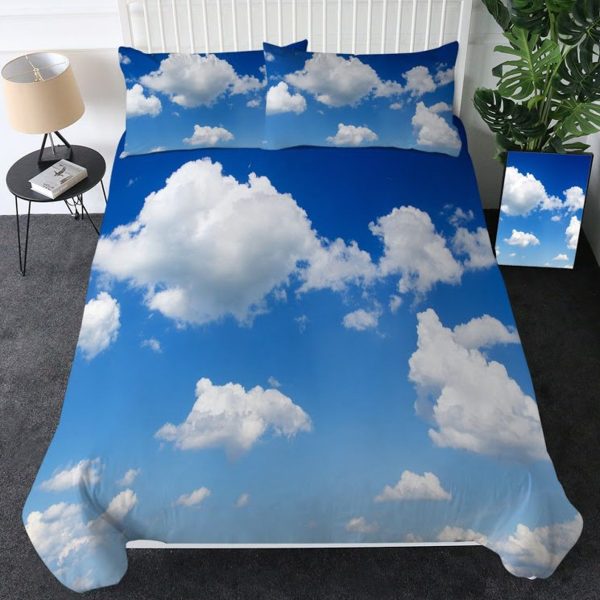 Blue Clouds Bedding Ensemble Duvet Cover Set Bedroom Decor