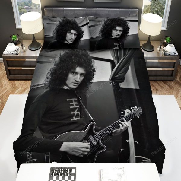 Brian May Musician Singer Black And White Picture Home Collection Bedding Set Bedroom Decor