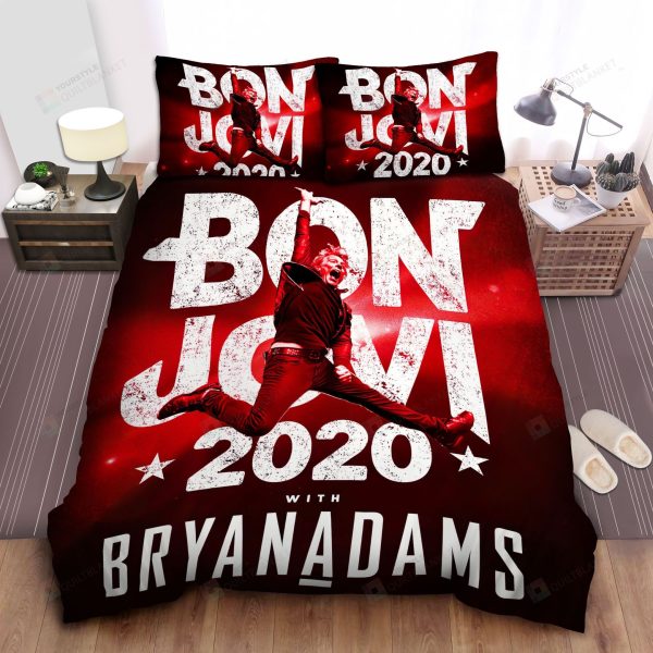 Bon Jovi 2020 Tour Poster Bedroom Bedding Ensemble Duvet Cover Set Home Decor
