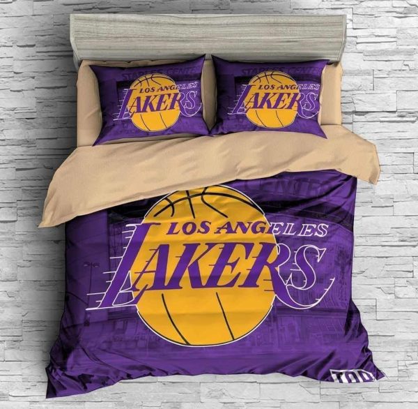 3d Los Angeles Lakers 2 Bedding Ensemble Duvet Cover Set Bedroom Decor