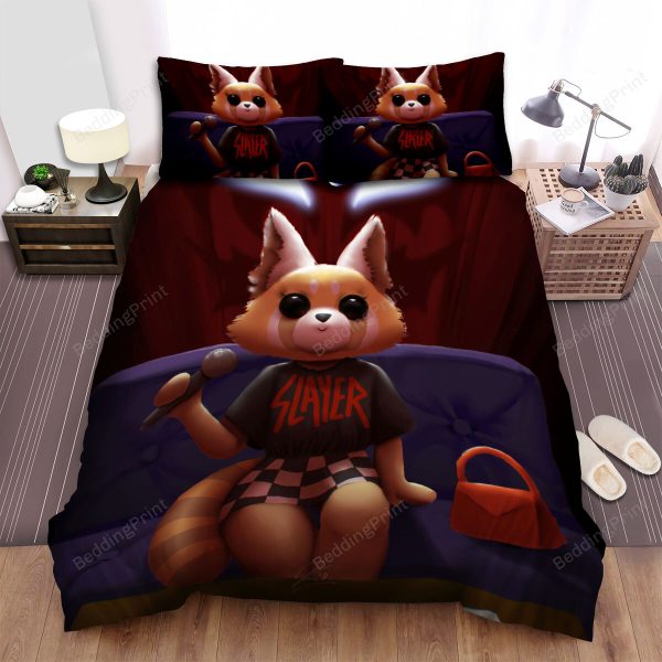 Aggretsuko Retsuko In Slayer Rock Band Shirt Home Collection Bedding Set Bedroom Decor