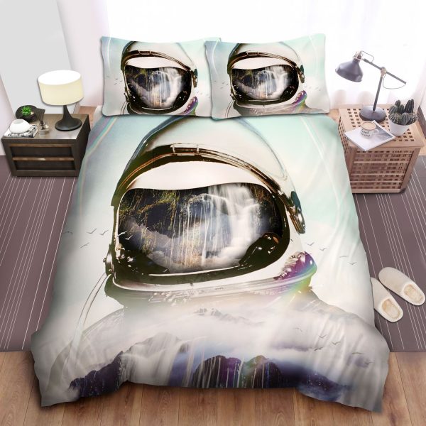 Astronaut & Waterfall Digital Art Home Collection Bedding Set Bedroom Decor