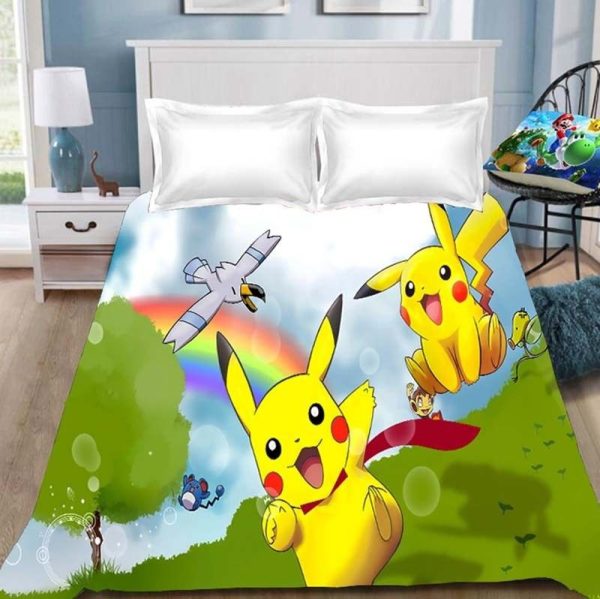 Pikachu Bedding Ensemble Duvet Cover Set Bedroom Decor