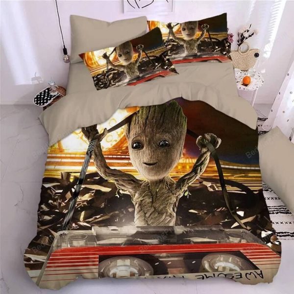 3D Guardians Of The Galaxy Groot Star Lord Rocket Bedroom Bedding Ensemble Duvet Cover Set Home Decor