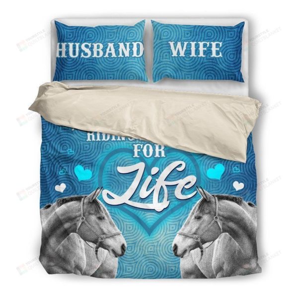 3D Horse Husband And Wife Riding Partners For Life Bedding Ensemble Duvet Cover Set Bedroom Decor