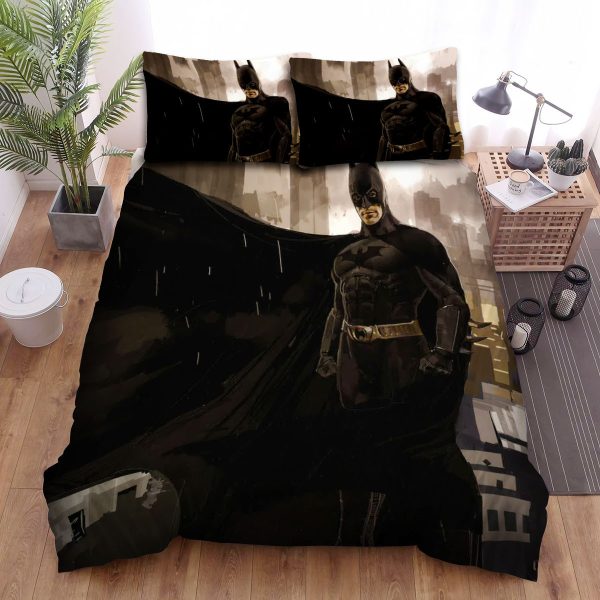 Batman Begins Movie Batman In The Rain Poster Home Collection Bedding Set Bedroom Decor