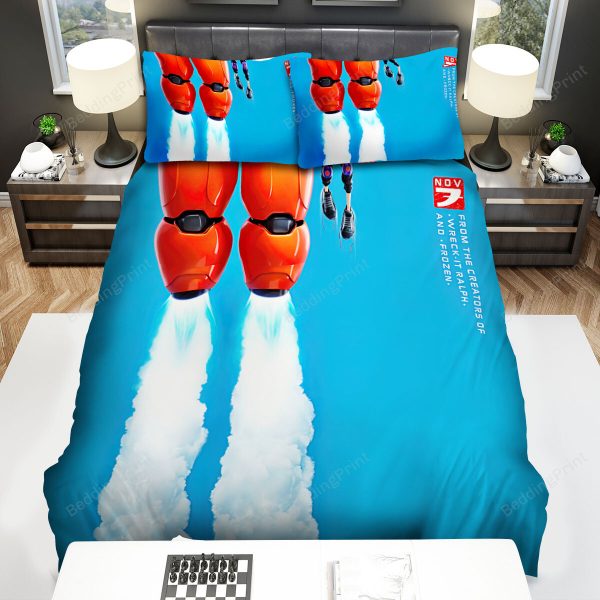Big Hero 6 (2014) Movie Poster Fanart 3 Bedding Ensemble Duvet Cover Set Bedroom Decor