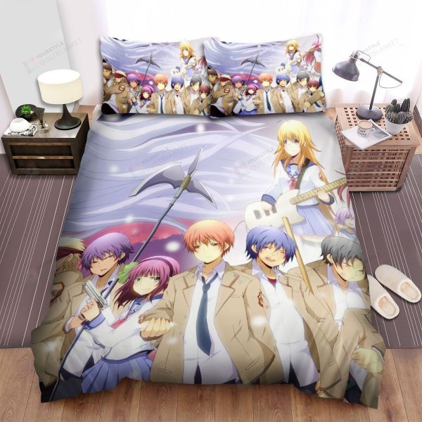 Angel Beats! Team Sss Anime Bedroom Bedding Ensemble Duvet Cover Set Home Decor