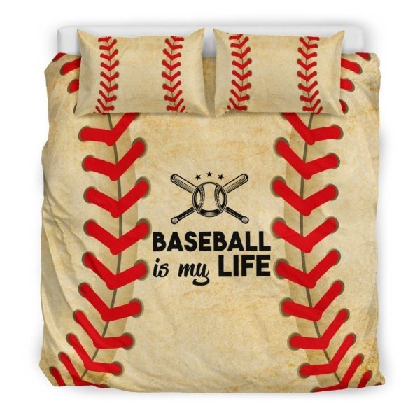 Baseball Is My Life Bedroom Bedding Ensemble Duvet Cover Set Home Decor