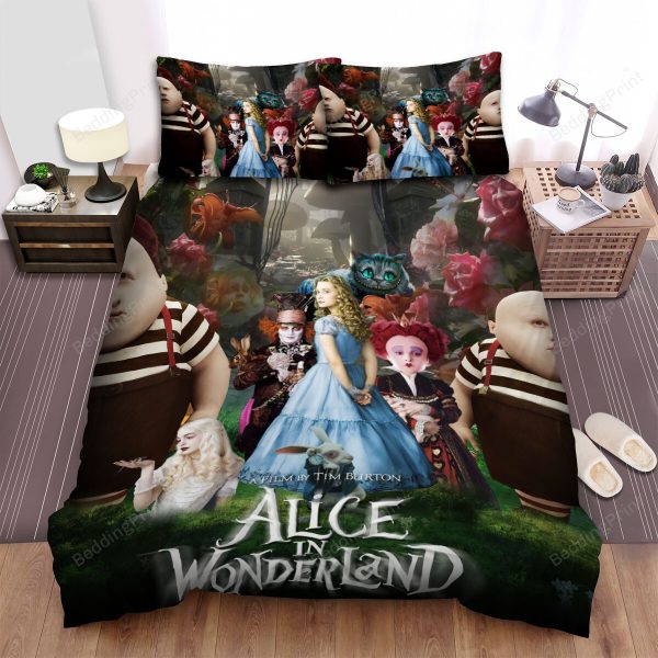 Alice In Wonderland (i) (2010) We Are All Mad Here Movie Poster Bedding Ensemble Duvet Cover Set Bedroom Decor