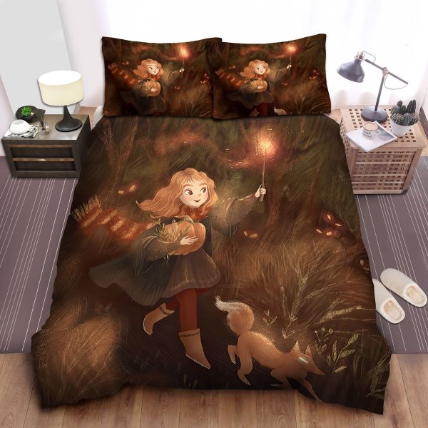 Hermione Lumos Spell Halloween Theme Painting Duvet Cover Bedroom Sets Comfortable Bedding Sets