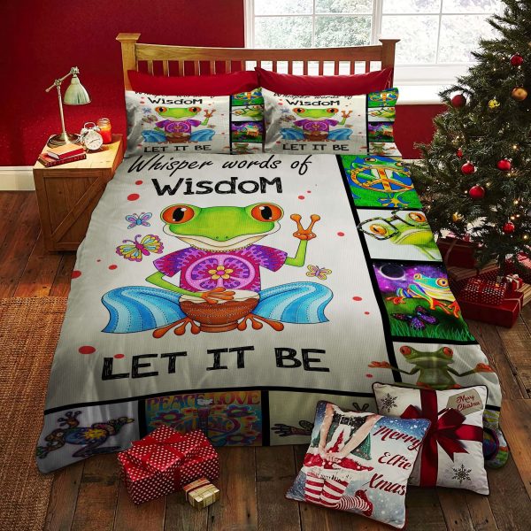 Frog Hippie Whisper Words Of Wisdom Duvet Cover Bedroom Sets Comfortable Bedding Sets