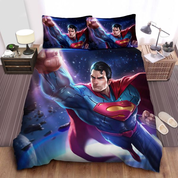 Superman, Dc Comics Character, The Hero Flying Out Of Space Duvet Cover Bedroom Sets Comfortable Bedding Sets