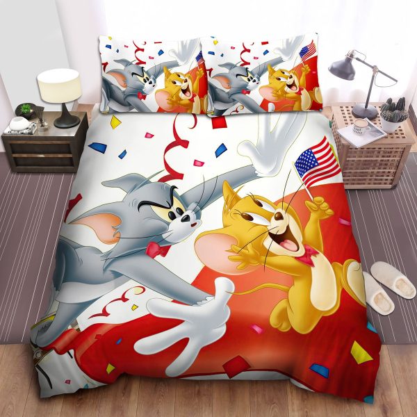 Tom And Jerry Chasing On The Red Carpet Duvet Cover Bedroom Sets Comfortable Bedding Sets
