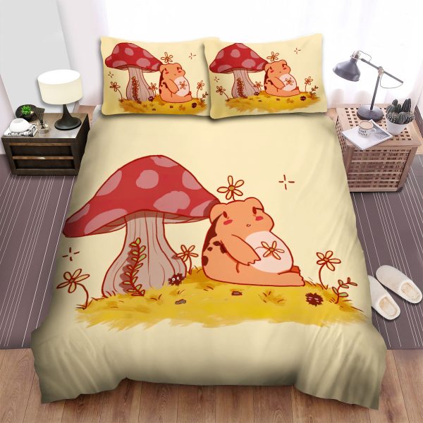 The Wild Animal - The Frog Relying On The Mushroom Duvet Cover Bedroom Sets Comfortable Bedding Sets