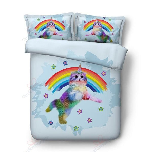 Cat Unicorn Rainbow Duvet Cover Bedroom Sets Comfortable Bedding Sets