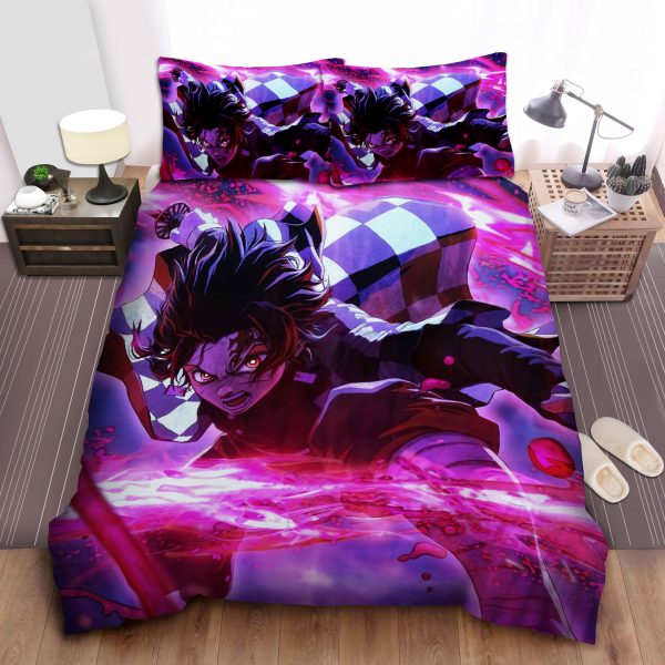 Demon Slayer Kamado Tanjiro Assault Mode Artwork Duvet Cover Bedroom Sets Comfortable Bedding Sets