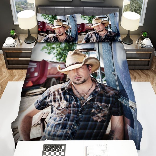 Music, Jason Aldean, Wearing Tartan Shirt Duvet Cover Bedroom Sets Comfortable Bedding Sets
