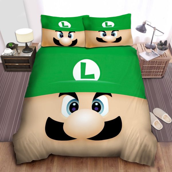 Super Mario Funny Luigi Face Illustration Duvet Cover Bedroom Sets Comfortable Bedding Sets